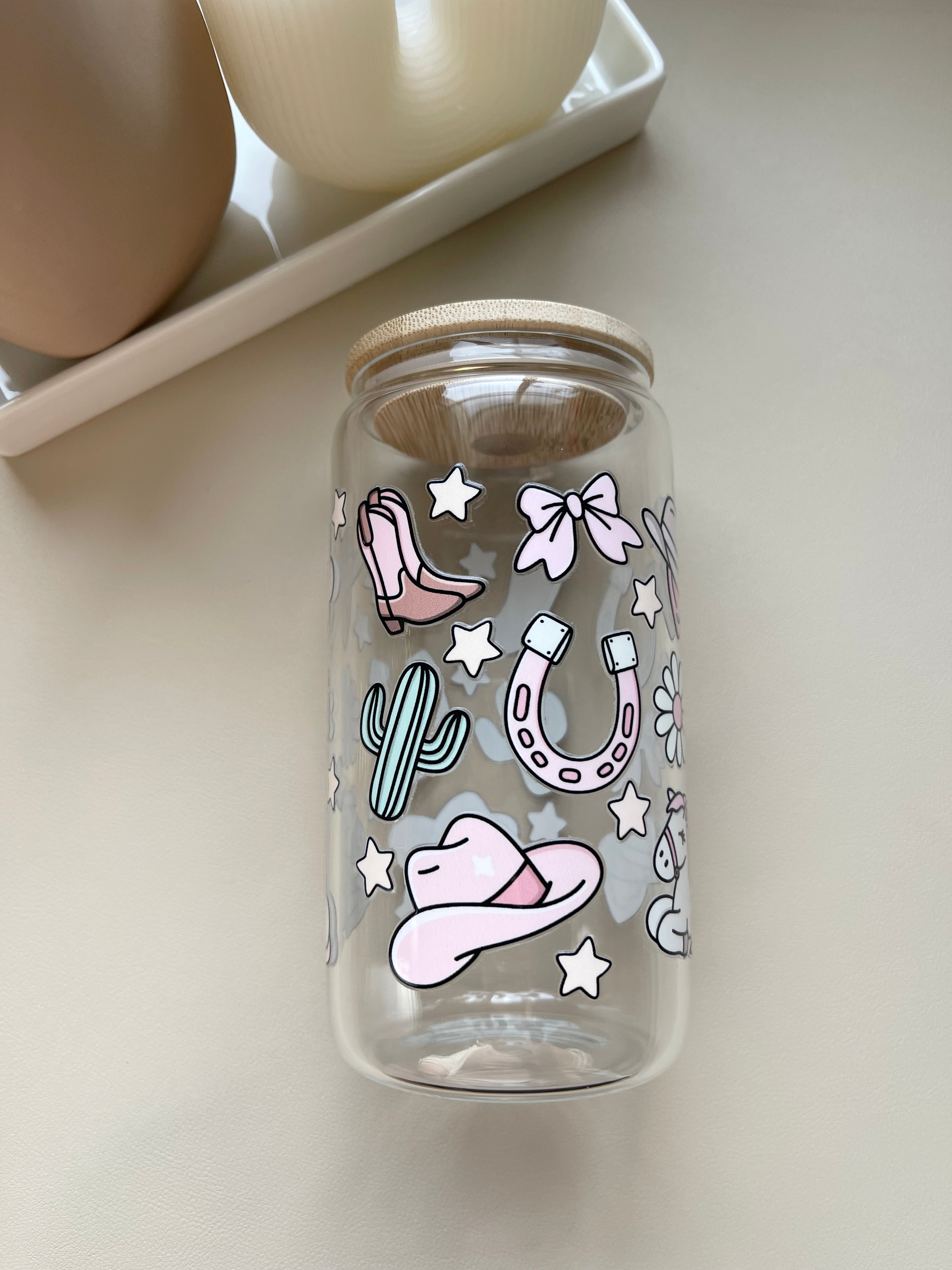 Cowgirl Era Clear 16 oz. Glass Cup Bundle