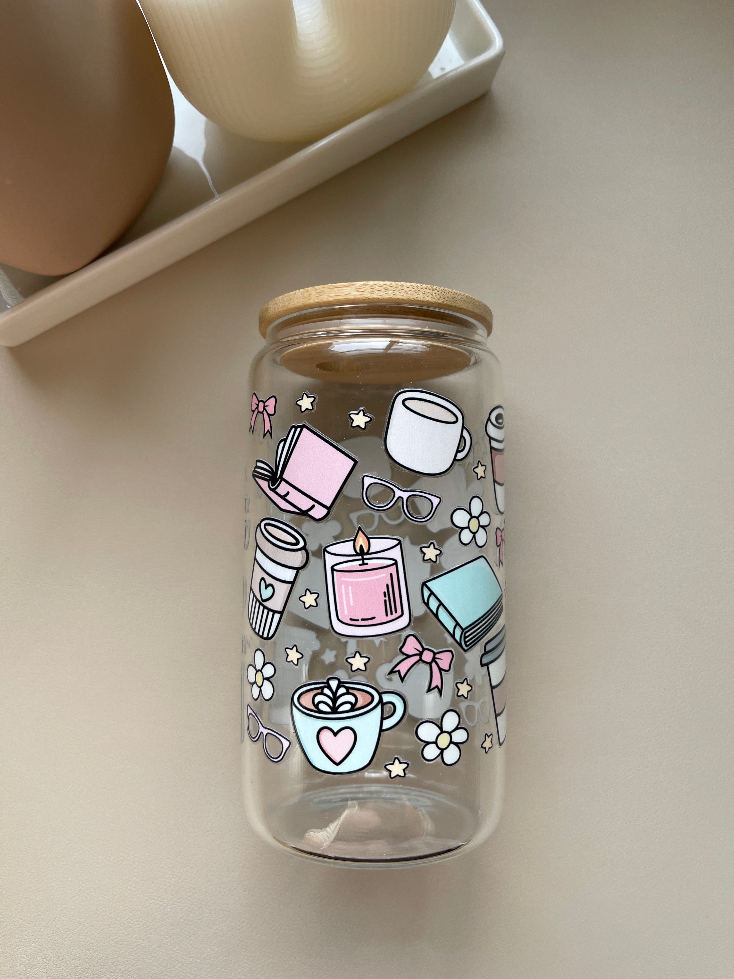 Soft Girl Morning Clear 16 oz. Glass Cup Bundle