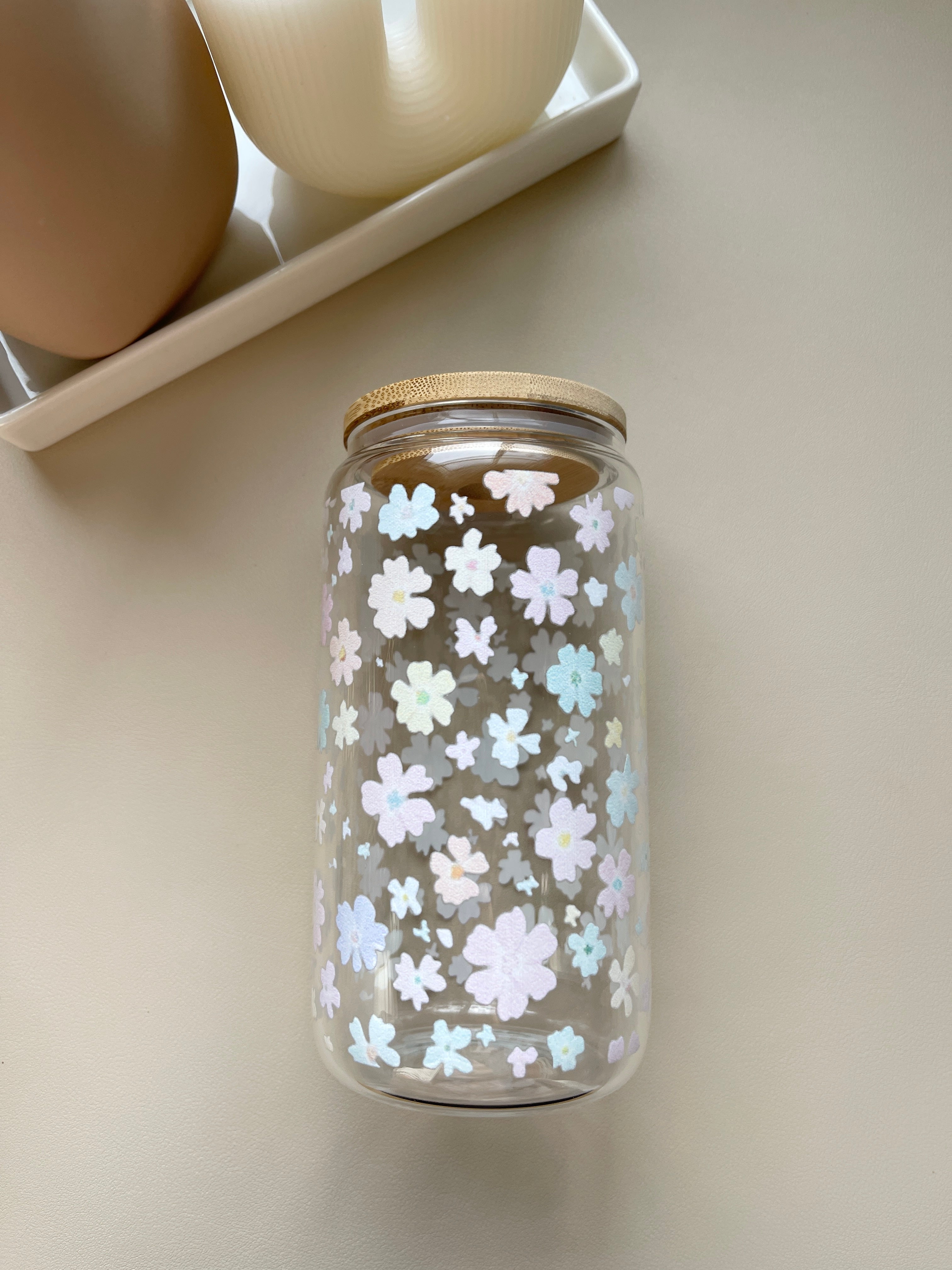 Spring Blossom  Clear 16 oz. Glass Cup Bundle